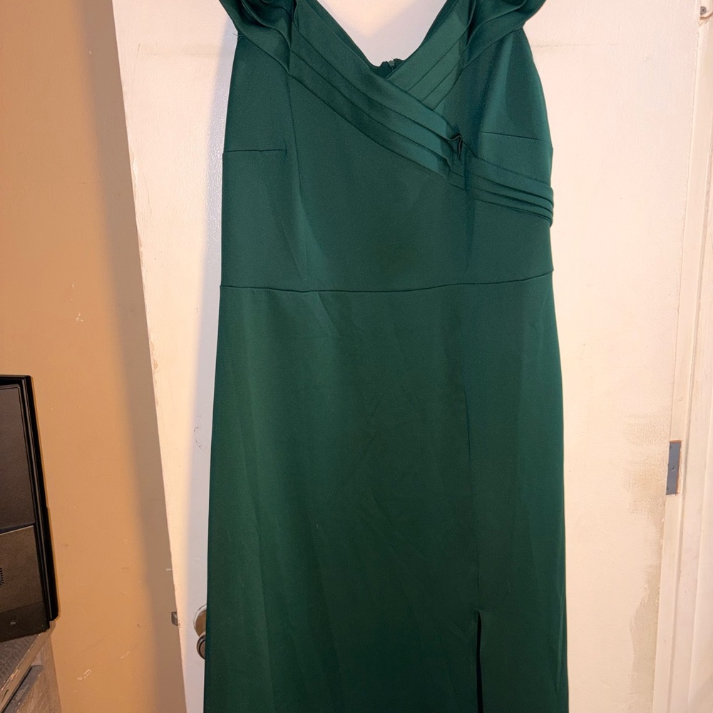 Alexa B Nites Elegant Dark Green V-Neck Women’s Dress